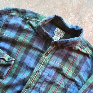 LLBean Mens Plaid Button Down Shirt Traditional Fit Long Sleeve Casual Cotton